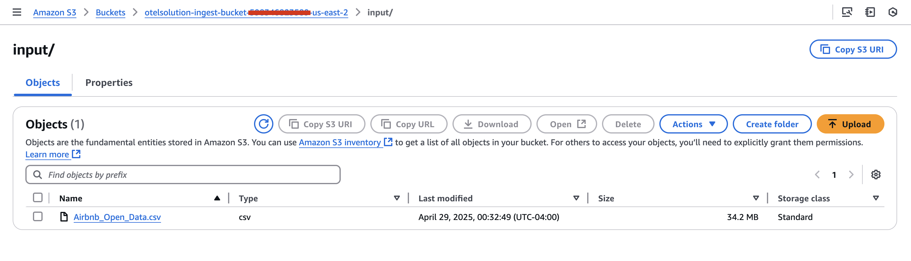 Figure 2: Screenshot of sample dataset uploaded to S3 bucket